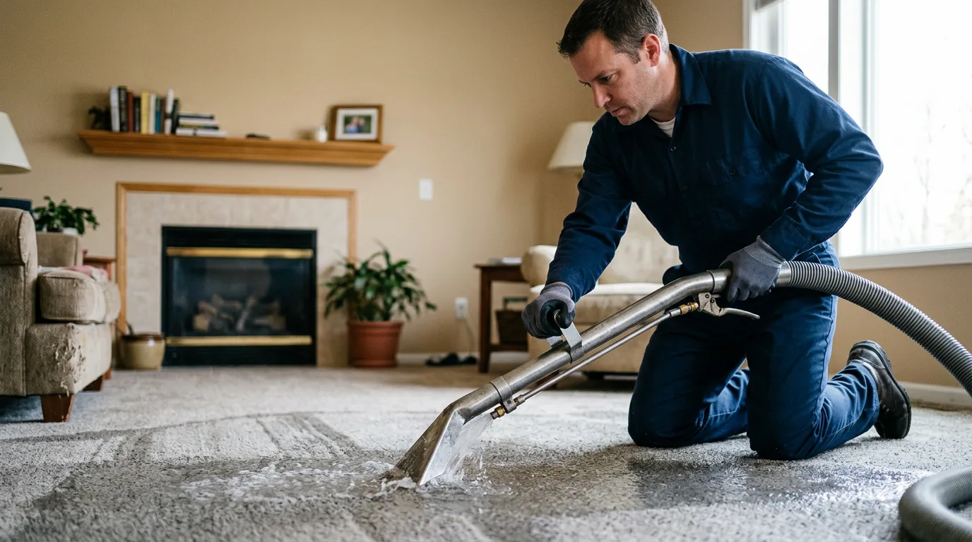 Water damage restoration technician working near Sheldon, MO